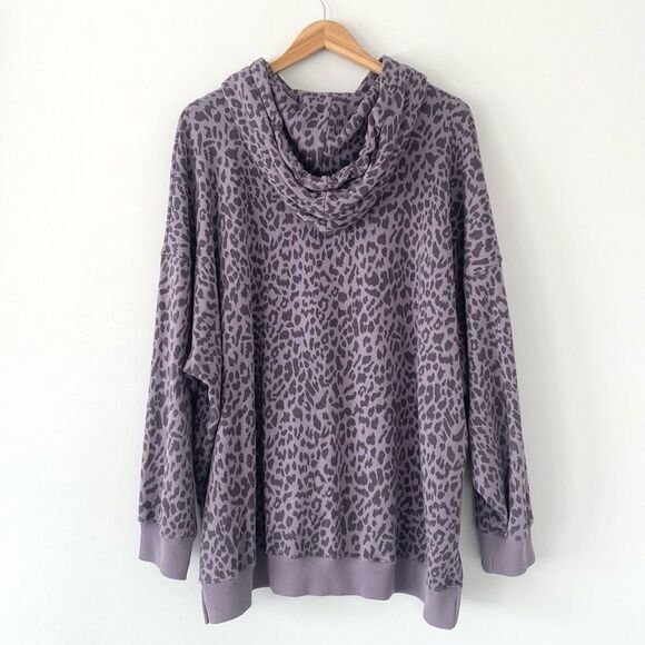 American Eagle Ahh-Mazingly Soft Purple Leopard Print Hoodie Sweater Jegging Fit - Picture 2 of 9
